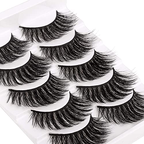 Faux Mink Lashes Thick Fluffy Volume False Eyelashes 5 Pairs Pack Dramatic Crossed Soft Handmade Fake Eye Lashes by Mavphnee