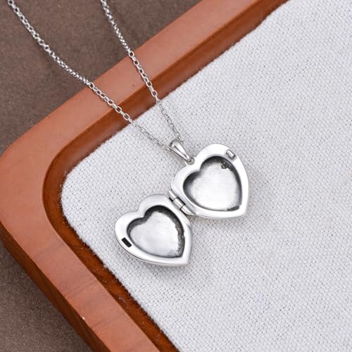 Heart Locket Necklace 925 Sterling Silver Custom Photo Pendant That Holds Pictures Memorial Jewelry Gifts for Women Mom Daughter3