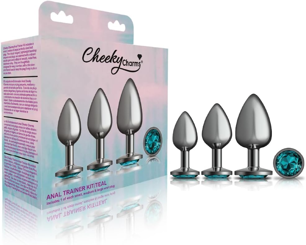 Viben Toys – Cheeky Charms Metal Butt Plug Anal Training Kit – 3pc Kit Includes (1) Small, Medium, Large (Purple)