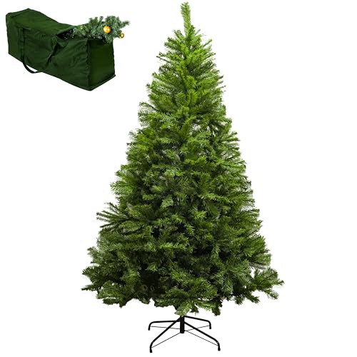 TradeXone-Colorado Green Pine Bushy Artificial Christmas Tree Tips 5ft/6ft/7ft Xmas Tree With Metal Stand & FREE BAG (7FT (210CM)1000 tips)