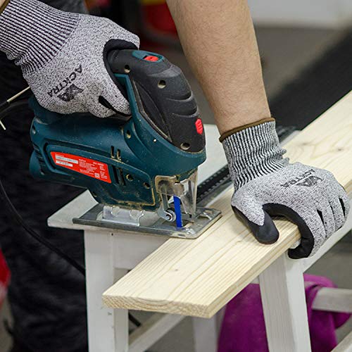 Acktra Wg013 Level 5 Cut Resistant Warehouse Safety Work Gloves 12 Pairs, Crinkle Finish Latex Coated, Power Grip, For Men And Women, En 388 (Large) #TOP7