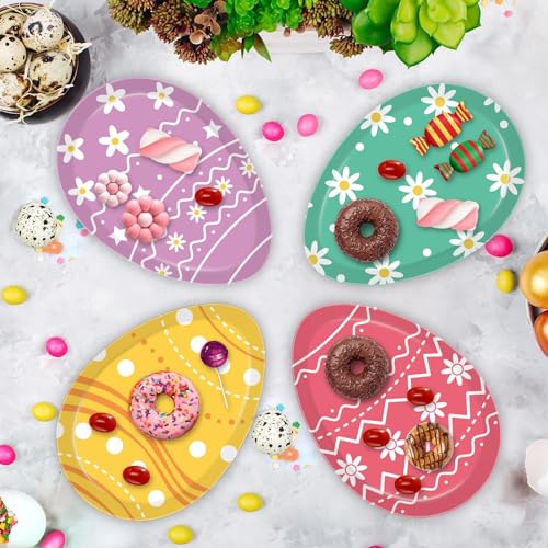 Naozinebi NB0109 48 Pcs Easter Paper Plates Easter Egg Shaped Disposable Plates Bright Colorful Easter Eggs Plates Easter Eggs Dinnerware 7Inch Easter Plates For Spring Holiday Easter Party Decorations And Supplies thumb #4