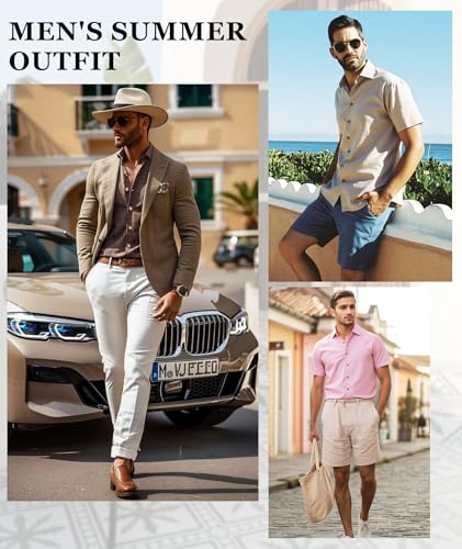 CURBODO Shirts for Men Casual Short Sleeve Button Down Shirt Cool Summer Beach Wedding Vacation Tops Light Green L - Image 4