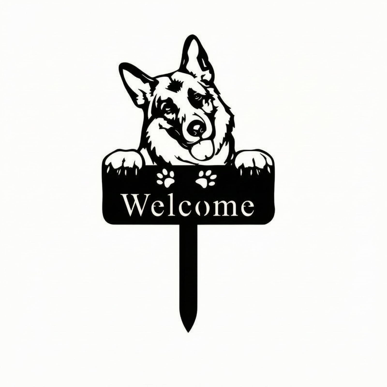 Flat Paw Print Welcome Sign Decorative Garden Stake Sign Weather-Resistant Metal Welcome Stake, a-picture-19