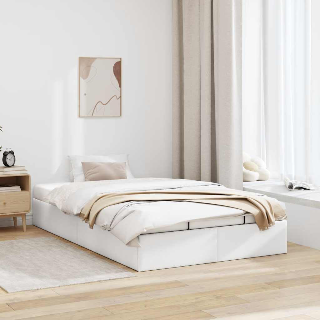 Cama tapizada 120x200 cm Cama Canape 120x200 cm Cama con canapé abatible hidráulico Cama Juvenil-Blanco-120 x 200 cm