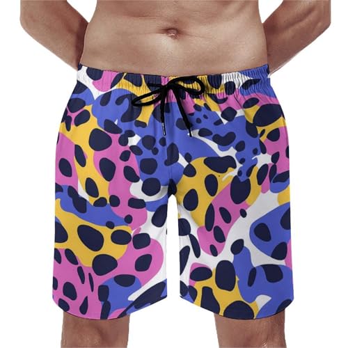 Leopard Men's Swim Trunks Quick Dry Board Shorts Hawaiian Beach Shorts With Pocket