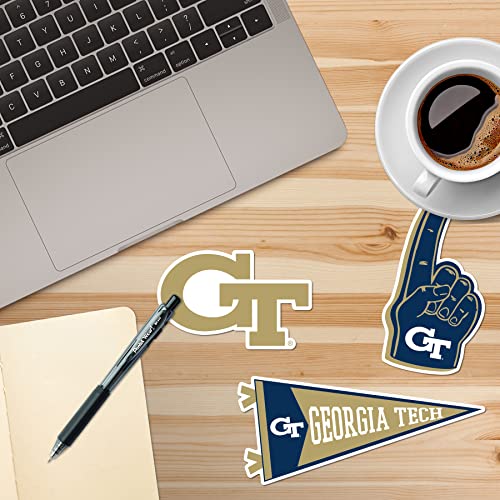 Image of Georgia TECH 8ct Vinyl Large Deluxe Stickers Variety Pack - Laptop, Water Bottle, Scrapbooking, Tablet, Skateboard, Indoor /Outdoor - Set of 8