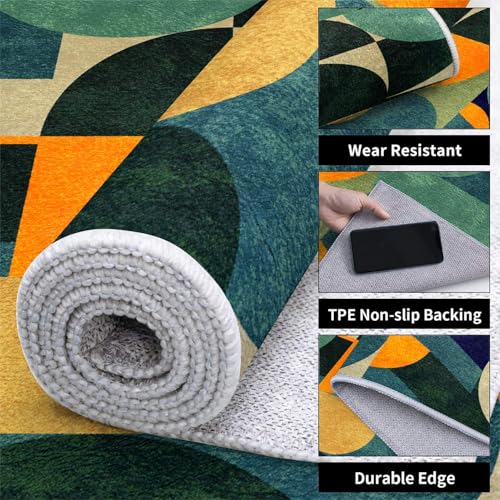 Tapete Moderno Área 5x8ft Verde Naranja Azul Geométrico miniatura 5