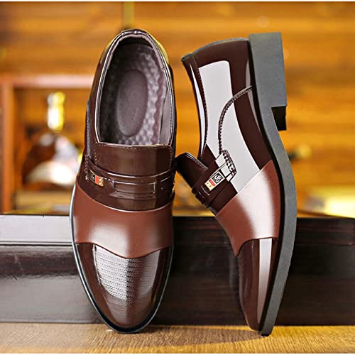 Men’s Dress Shoes Formal Oxfords Classic Leather Shoes For Men Business Wedding Casual Work Shoes Brown,Size 9 #TOP5