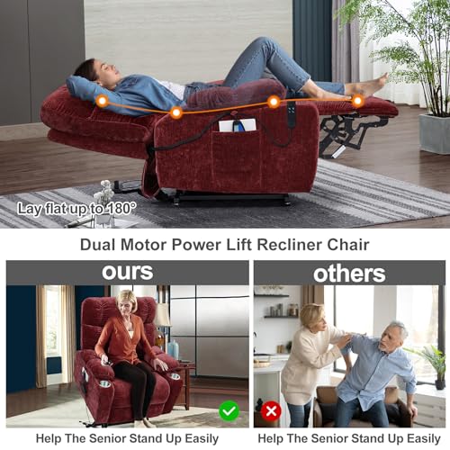 Sillón reclinable eléctrico tejido rojo miniatura 3