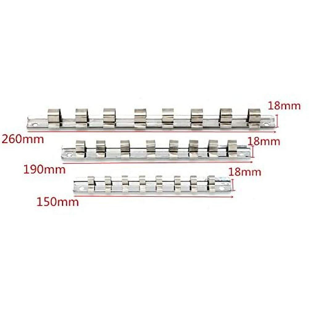 Kuuleyn Socket Holder, Socket Organizer, Socket Rails Organizer, 1/4 Socket Rail, Carbon Steel 8 Socket Rack Storage Divider Rail Tray Holder Shelf Stand Tool Organizer(3/8Spec)