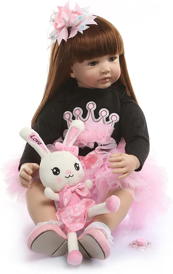 Zero Pam Reborn Toddler Doll Girl 24 inch 60 cm Toddler Size Soft Body Reborn Baby Dolls Lifelike Dollhouse Doll Set for Children Teenages