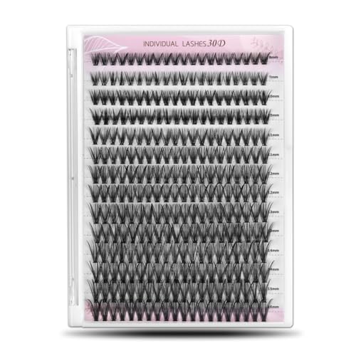 WONSIS Individual Lashes Lash Clusters 280 Pcs 30D Individual Lash Extensions Natural Soft Lightweight Reusable DIY Eyelash Extensions Thickness 0.07mm C Curl False Eyelashes (30D 8-16mm)