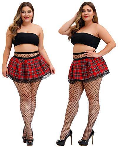 HZH Womens High Waist Tights Fishnet Stockings Plus Size Thigh High Pantyhose3