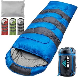 HiHiker Camping Sleeping Bag + Travel Pillow w/Compact Compression Sack – 4 Season