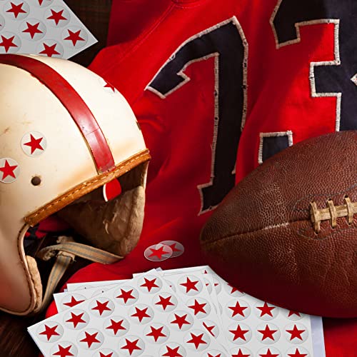 Image of Leinuosen Helmet Stickers Football Baseball Helmet Decals 1-1 /8 Inch Vinyl Sports Football Decals Self Adhesive Hockey Stickers for Hockey, Lacrosse, Batting(Clear Print Red,Star)