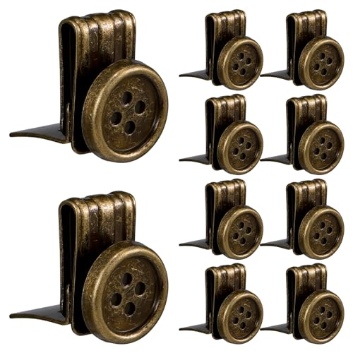 Zeyune 10 Pcs Metal Suspenders Buttons Movable No Sew Button End Brace Clips for Jeans for Pants Suspenders Hats Jeans Pants Replacement(Bronze)