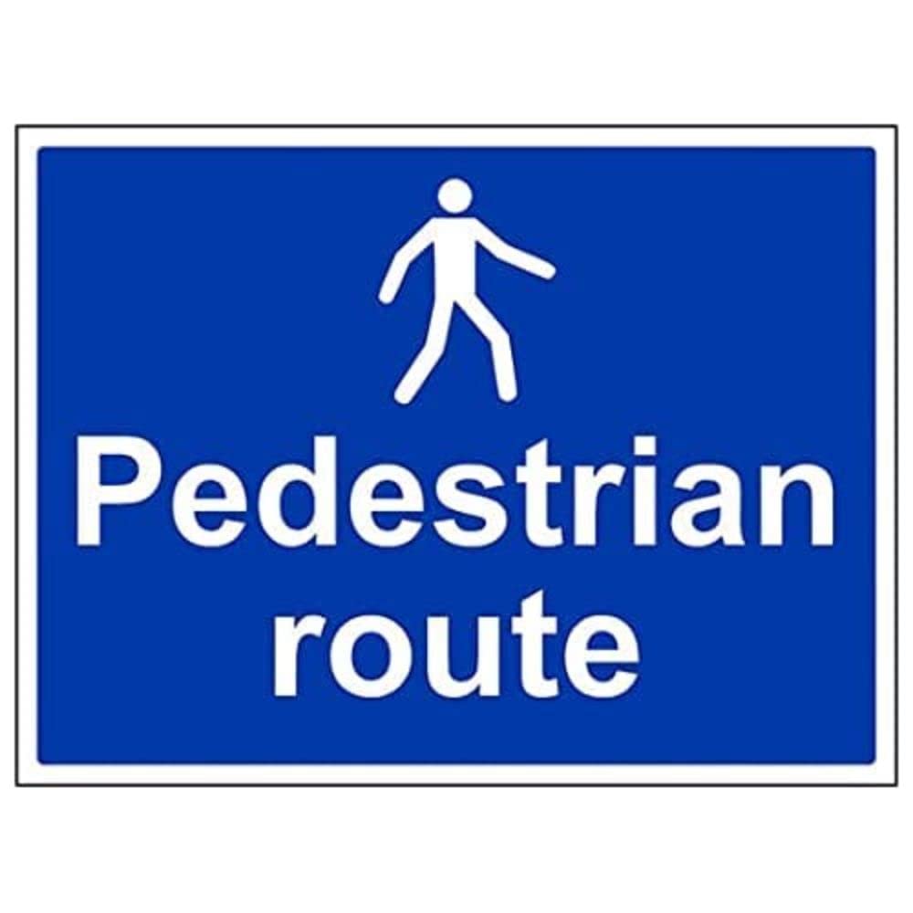 V Safety Eco Friendly Mandatory General - Pedestrians Route - 600 x 200 mm Safety Sign, Multi, 600x200mm