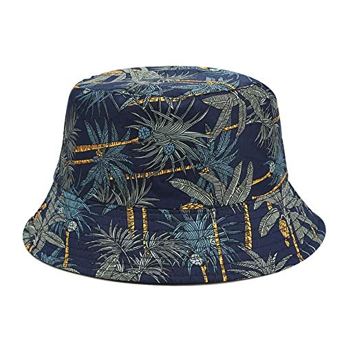 Cxssxling Hommes Bobs Été Réversible Seau Chapeau, Chapeau Bob Femmes Chapeau de Pêcheur Motif de Cocotier Chapeau de Seau de Loisirs Chapeau de Soleil Pliable Cover