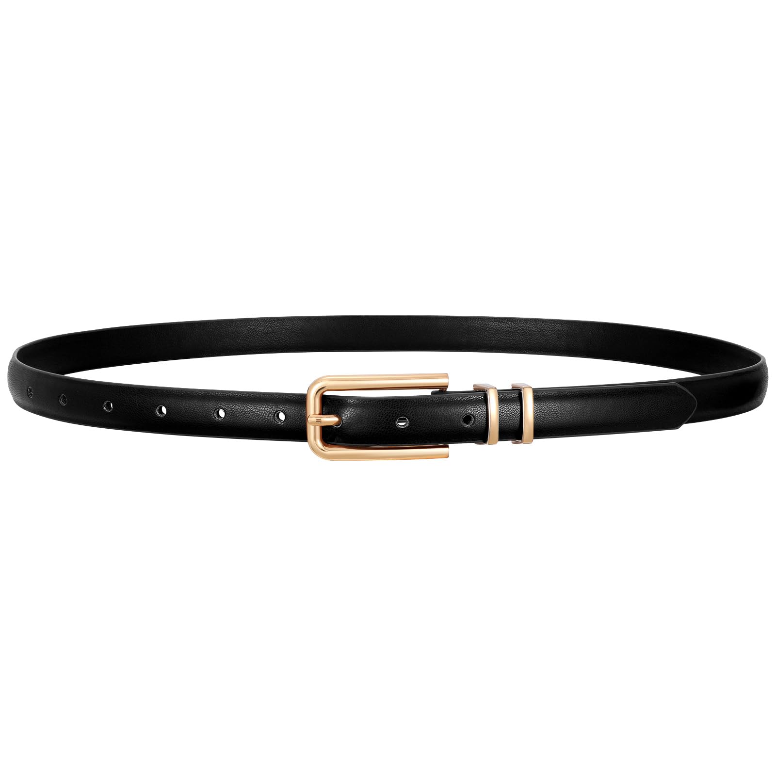 VONMELLI Women Skinny Leather Belt Thin Waist Belt for Women Jeans Dress Fashion Ladies Belt with Gold Buckle