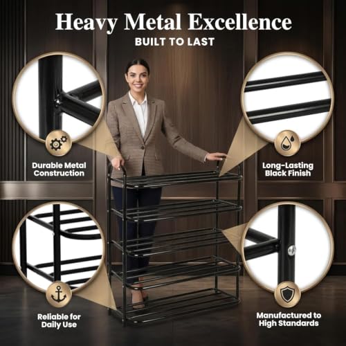 Image of DAREV Heavy Shoe Rack Metal, Shoes Storage Rack for Home Shoe Stand 5 Shelf