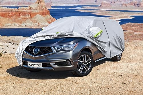 Image of Koukou SUV Car Cover Custom Fit Acura MDX from 2001 to 2025, Waterproof Car Cover All Weather for Automobiles Outdoor Indoor with Zipper Door, Sun Rain Dust Snow Protection.