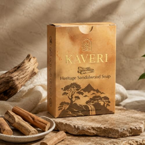 Image of KAVERI Sandalwood Handmade Soap Bar - Cold-Processed Ayurvedic - pack of 3 * 110g