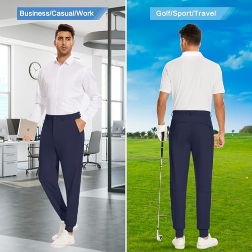 JWM Men's Stretch Golf Joggers Pants with Belt Loops - 34" Slim Fit Tapered Casual Business Travel Dress Work Tall Sweatpants by JWM - Used condition - Image 2
