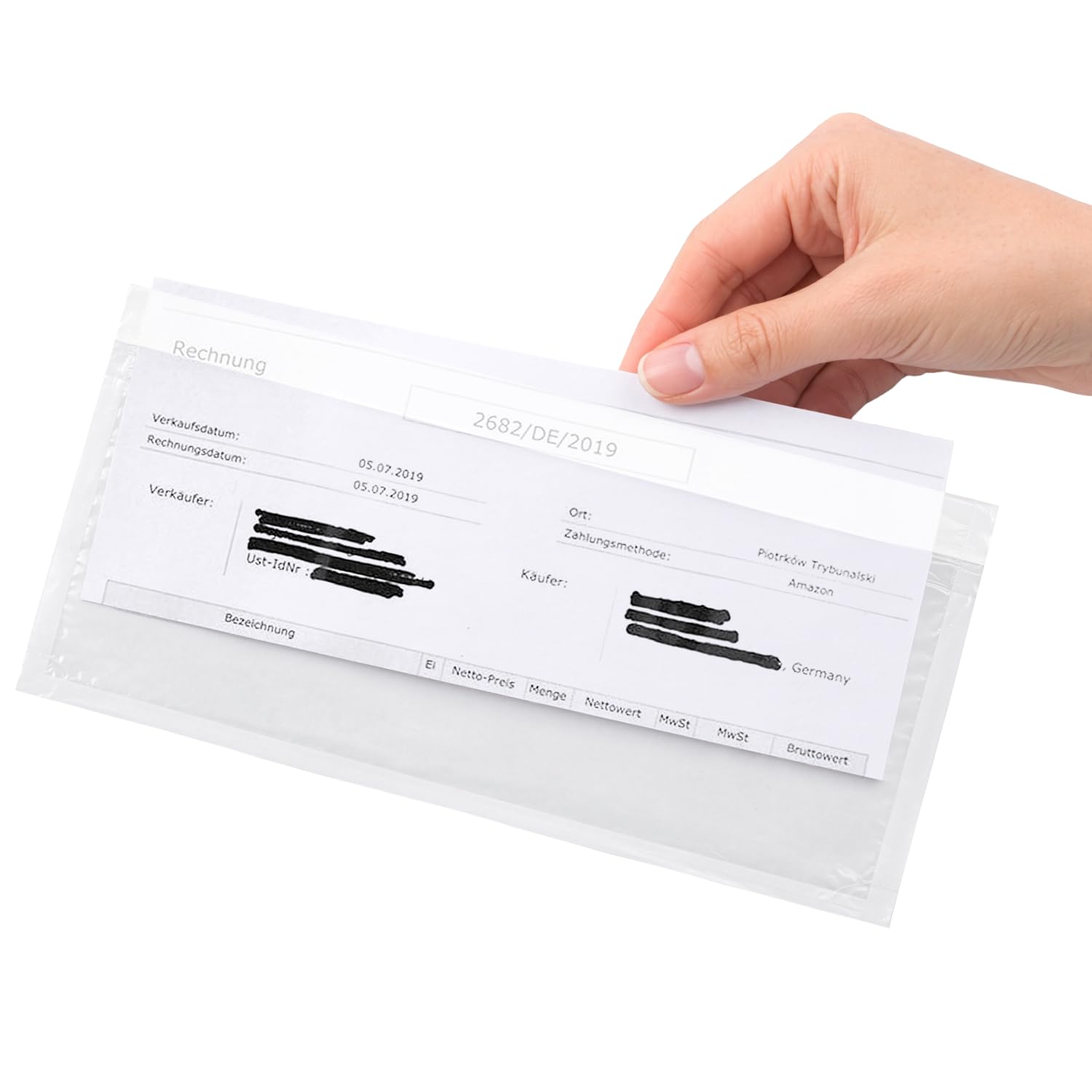 Netuno 50 largos sobres portadocumentos DL 239x131mm bolsas transparentes de envío autoadhesivos para albaranes de entrega carteras cerradas sobre plástico transporte facturaS embalaje etiquetas