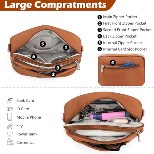 Schoudertas voor dames, nylon, waterdicht, crossbody bag voor dames, kleine schoudertas voor dames met verstelbare schouderriem, modieuze schoudertassen voor winkelen, werk, reizen - Afbeelding 4