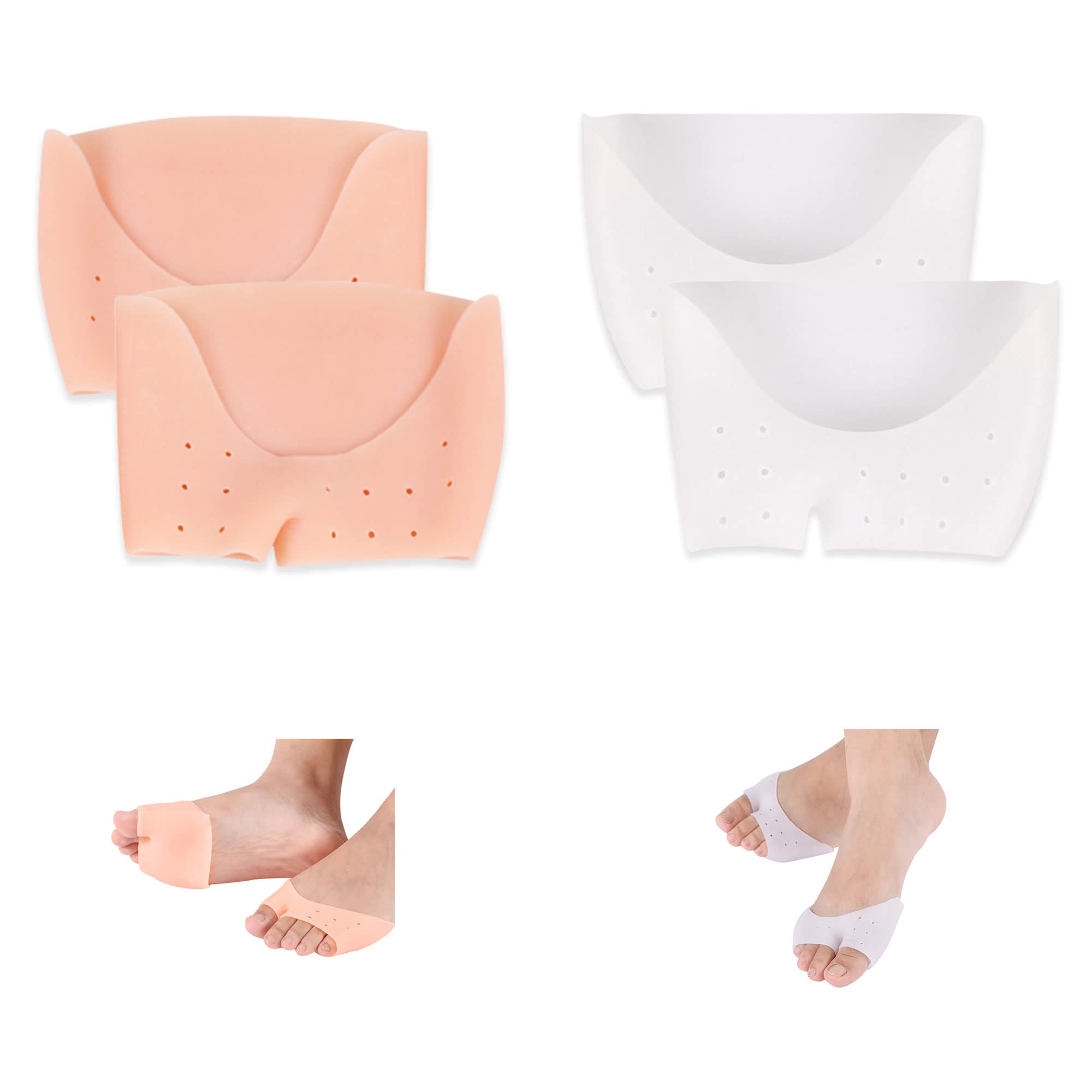 2 Pairs Gel Toe Caps Protectors Silicone Toe Sleeves Metatarsal Pads Ball of Foot Cushion Soft Forefoot Cushioning for Men Women Toes Sleeves Guards for Pain Relief