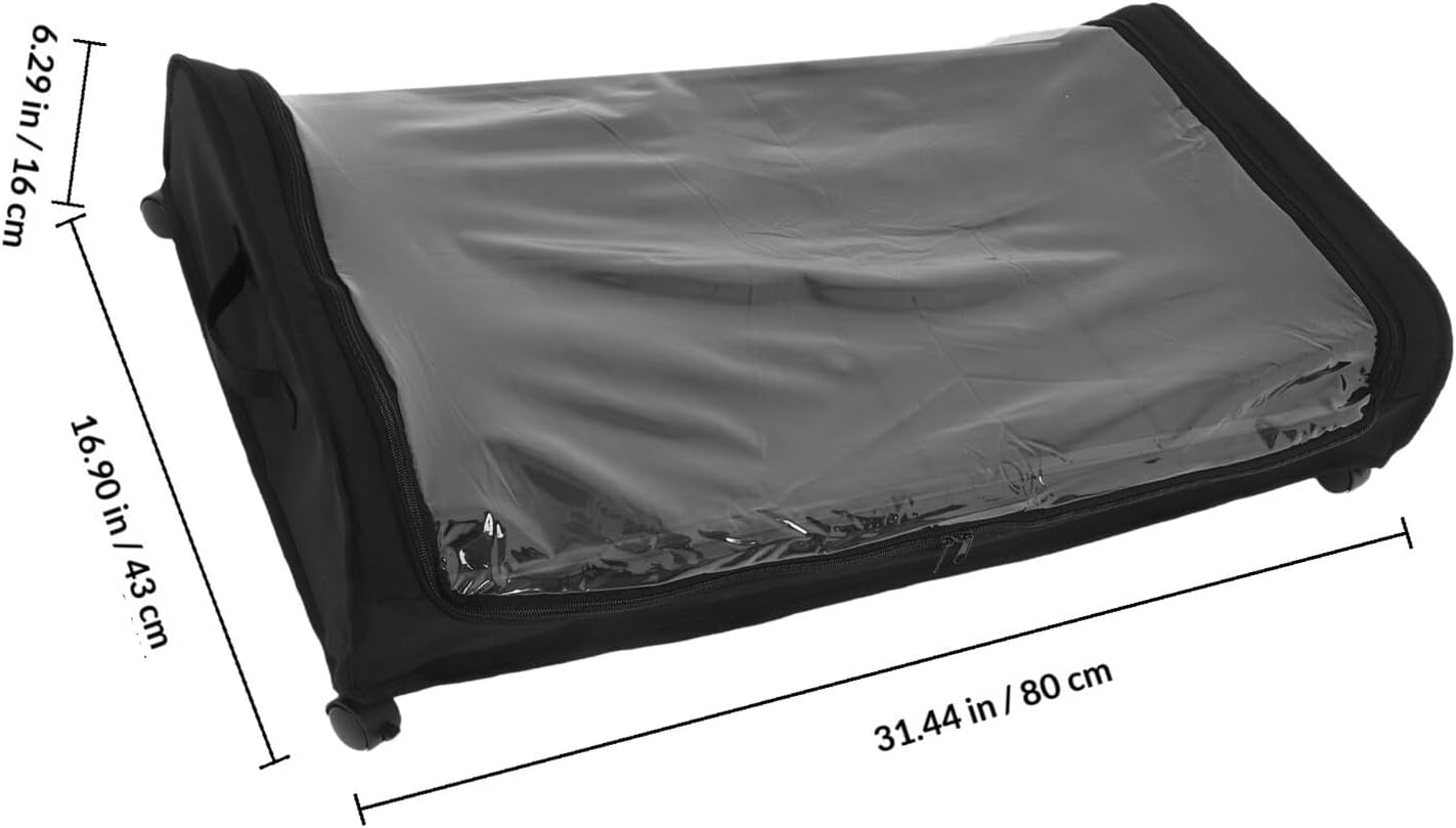 Bed Storage Container with Wheels, Dustproof Underbed Storage Bin 80x43x16cm Black, Clothes and Shoe Organizer for Dorm and Bedroom Use