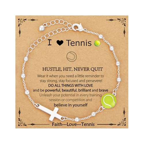 Image of Softball /Volleyball /Soccer /Basketball Football Bracelet for Girls Women, 14K Gold Plated Cross Link Chain Sport Accessories Christian Jewelry Gifts for Teens Team Coach Players