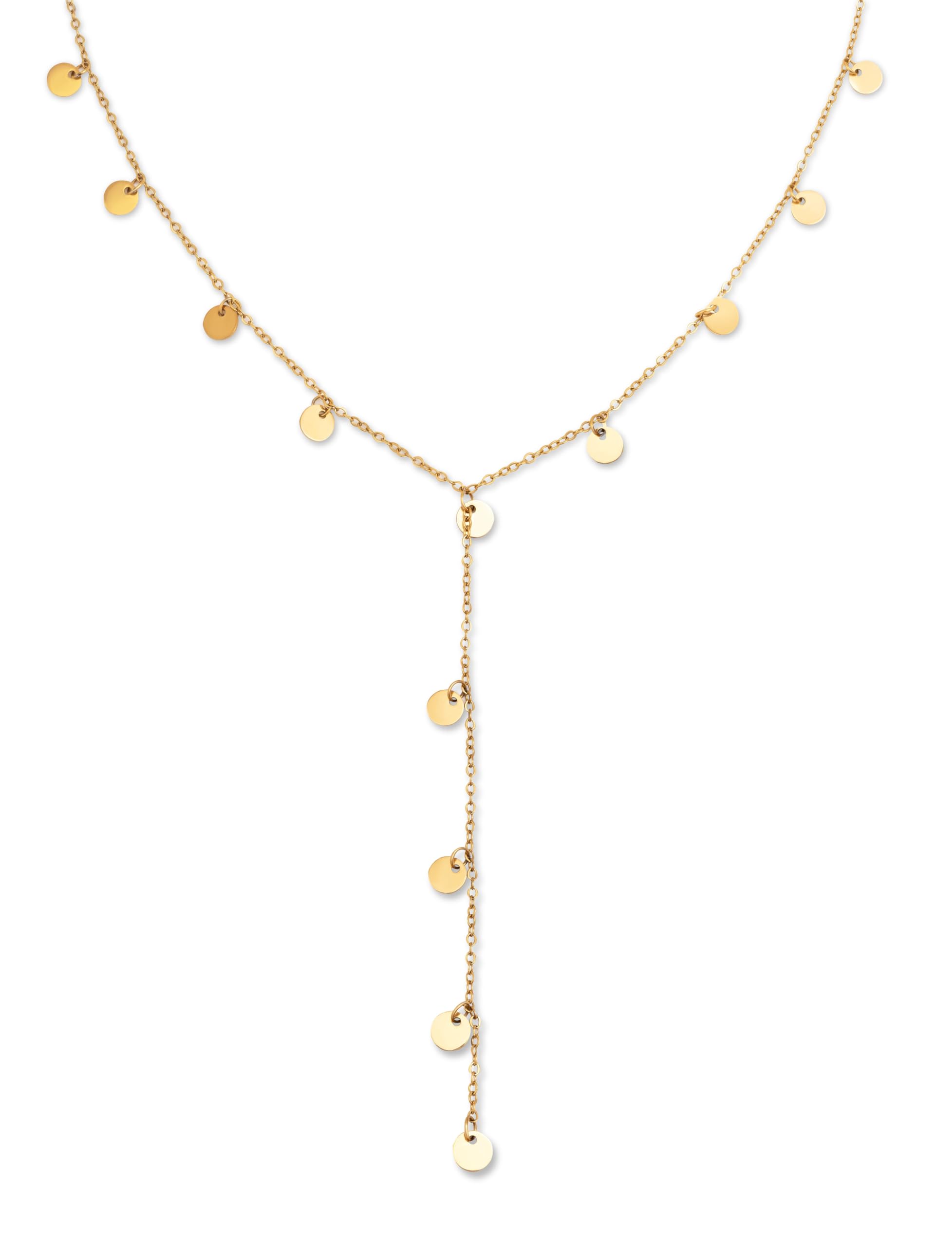 SINGULARU Collar Y Mini Moon - Collar en Acero o en Acero con Acabado en Baño de Oro de 18kt - Collar con Motivo Colgante Largo de 8 cm - Collar con Largo de 40 cm + 5 cm - Joyas Para Mujer