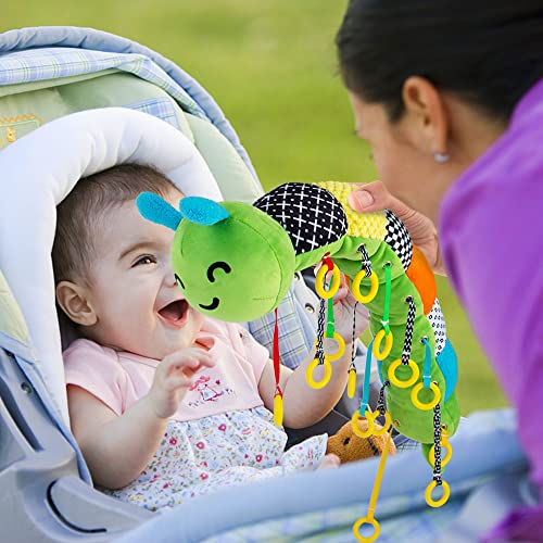 Baby Toys 6 To 12 Months,Montessori Toys For Babies 6-12 Months,Pull String Sensory Toys For 1 Year Old Boys Girls,Plush Caterpillar Learning Activity Toys Gifts With Rattle Crinkle Squeaker Textures #TOP6