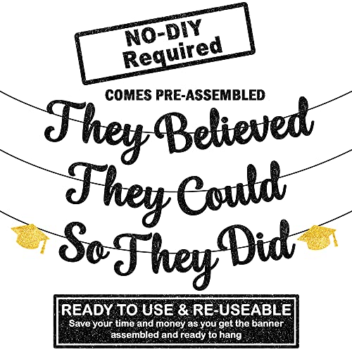 Image of KatchOn, They Believed They Could So They Did Banner - Glitter 10 Feet, No DIY | Graduation Decorations 2026, Congratulations Banner | Graduation Banner for Class of 2026 Graduation Party Decorations