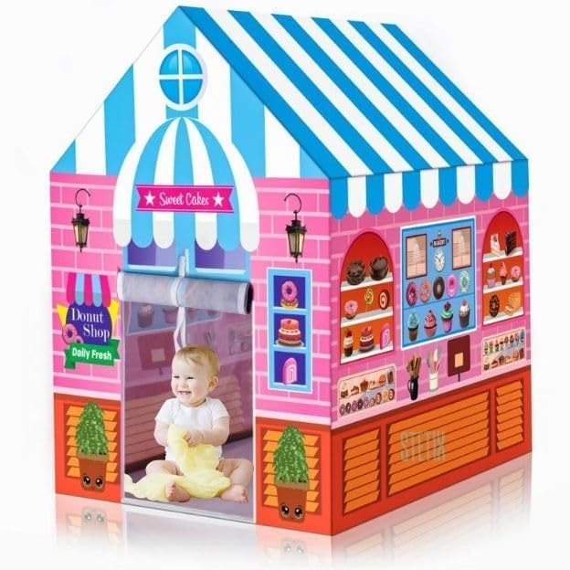 Colorfull and Light Weight Children Play Tent House for 3-10 Years Old Kids Girls and Boys Light Weight and Foldable Children Toys, Indoor and Outdoor Kid Tent House (Candy Tent)