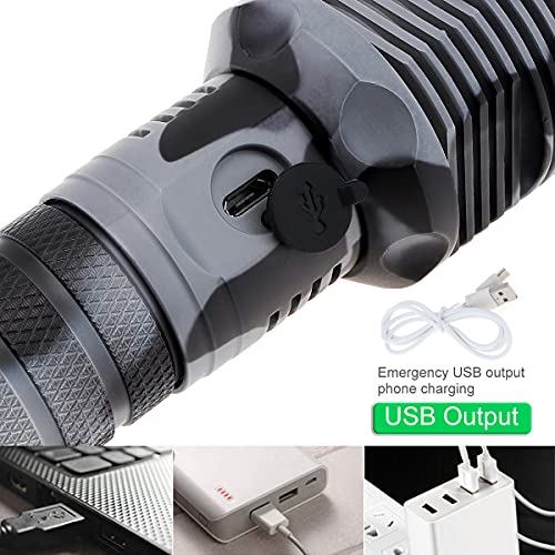 Securitying Camouflage Resistant Zoomable 9000 Lumen Usb Rechargeable Tactical Led Flashlight With 3 Modes For Camping/Hunting/Riding (Without Batteries) #TOP4