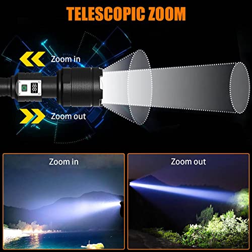 Rechargeable Flashlights MAX 200000 High Lumens,Super Bright 30W LED Flashlight,High Powered Brightest Flashlight for Emergencies/Camping Gear,Zoomable,Waterproof,5 Modes,USB Handheld Flash Light
