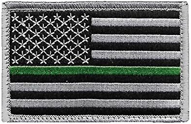 US Flag Thin Green Line Patch for Park Rangers, US Border Patrol, and Environment Services Personnel with Hook/Loop Backing