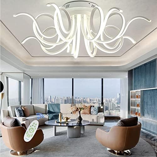 ZQMFMC Modern LED Ceiling Light, 112W Ceiling Lamps 8 Lights Flush Mount Light Fixture,34.6in Dimmable Modern Ceiling Light, Close to Ceiling Light Fixture for Living Room Bedroom Dining Room Kitchen