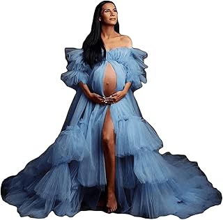 Fluffy Tulle Robe for Women Maternity Dresses Photoshoot Long Sheer Bridal Robe Old Hollywood