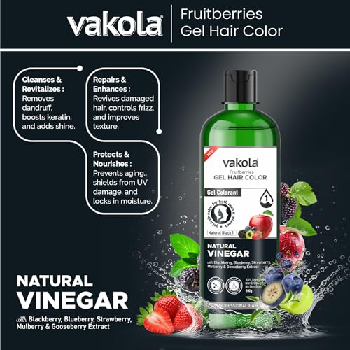 Image of Natural Black 20 Minutes Gel Hair Color, Fruitberries Extracted - 100% Grey Coverage, No Skin Stain- 500ML Developer and 500ML Colorant, Pack of 1