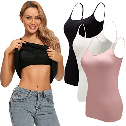 Image of Ibeauti Womens Camisoles Tops with Built in Padded Bra Basic Breathable Tank Top