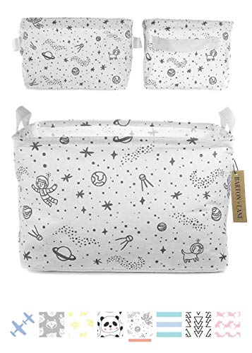 Image of Barton + Lane 3pc. Set Baby Storage Baskets for Toys, Clothes - Large and Small Nursery Organizer Bins for Boy/Girl's Room – Foldable Canvas Toy Storage Basket with Handles (Space Explorer)