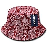 DECKY 459-PL-RED-06 Paisley Bucket Hat, Red, S_M