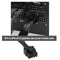 VGOL Netzteil 8 Pin auf 6+2 Pin PCIE Stromkabel Kompatibel mit Corsair Modular AX1600i/ AXi/HXi/RMi/RMX/RM/SF PCI Express Stromadapterkabel – Ansicht 2