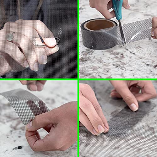 Sonnenhof Screen Repair Kit - Extra Long (Black) 2” X 197” (16.5Ft) 3 Layer Strong Adhesive & Waterproof Fiberglass Patch Tape, Recover Holes & Cuts On Window Mesh Screen (Black) #TOP2