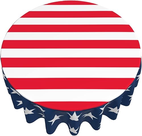 Miniatura 3 de aportt Mantel redondo para el 4 de julio de 60 pulgadas, mantel patriótico, lavable, resistente al agua, sin arrugas, resistente a las manchas