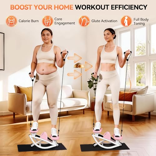 Image of Rock Stepper - Steppers for Exercise at Home, Portable Stepper Side to Side with Digital Display & Resistance Bands, 330 LBS Capacity Full Body Workout Low-Impact Knee-Friendly 3D Stair Stepper